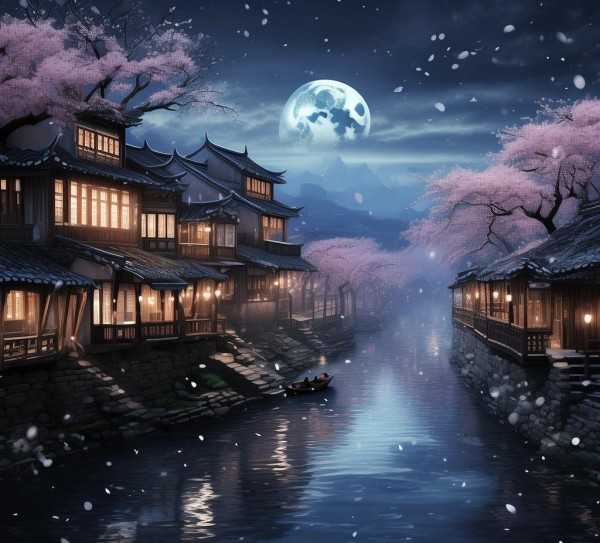 春江花月夜，江南水乡夜色的古典诗意抒怀,春江花月夜，古典诗篇中的江南水乡夜色与情感抒发,美好,哲理,诗篇,第1张