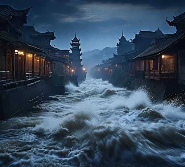 三江古镇潮涌，古镇壮美奇观一瞥,故事三江看潮，一场古镇的壮美奇观,魅力,奇观,第1张